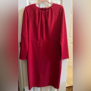 Calvin Klein Ruching Neck and Split Sleeves Sheath Dress - Size 12